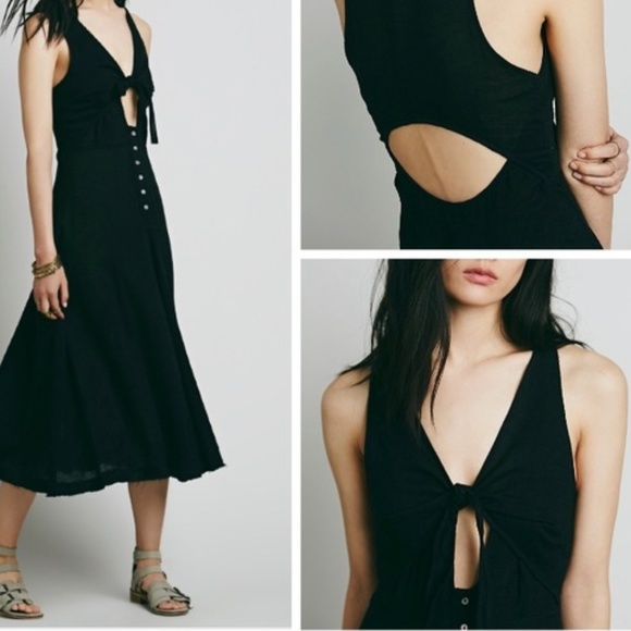 black dress with tie in front